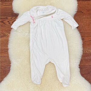 Ralph Lauren cream/white velour baby footie pajamas. 6m